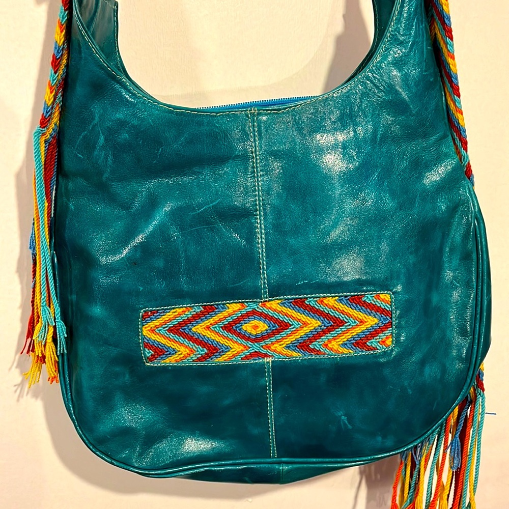 Authentic Leather Teal Boho Purse